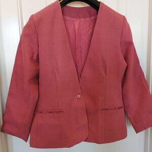 Women's Vintage Y2K Rose Red Blazer Jacket Lined Petites Medium 2 Pockets Career